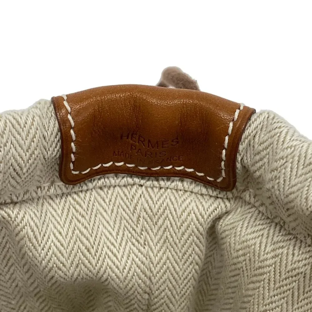 Hermès Fourbi 20 Pouch Natural Fauve Toile chevron Veau Barenia